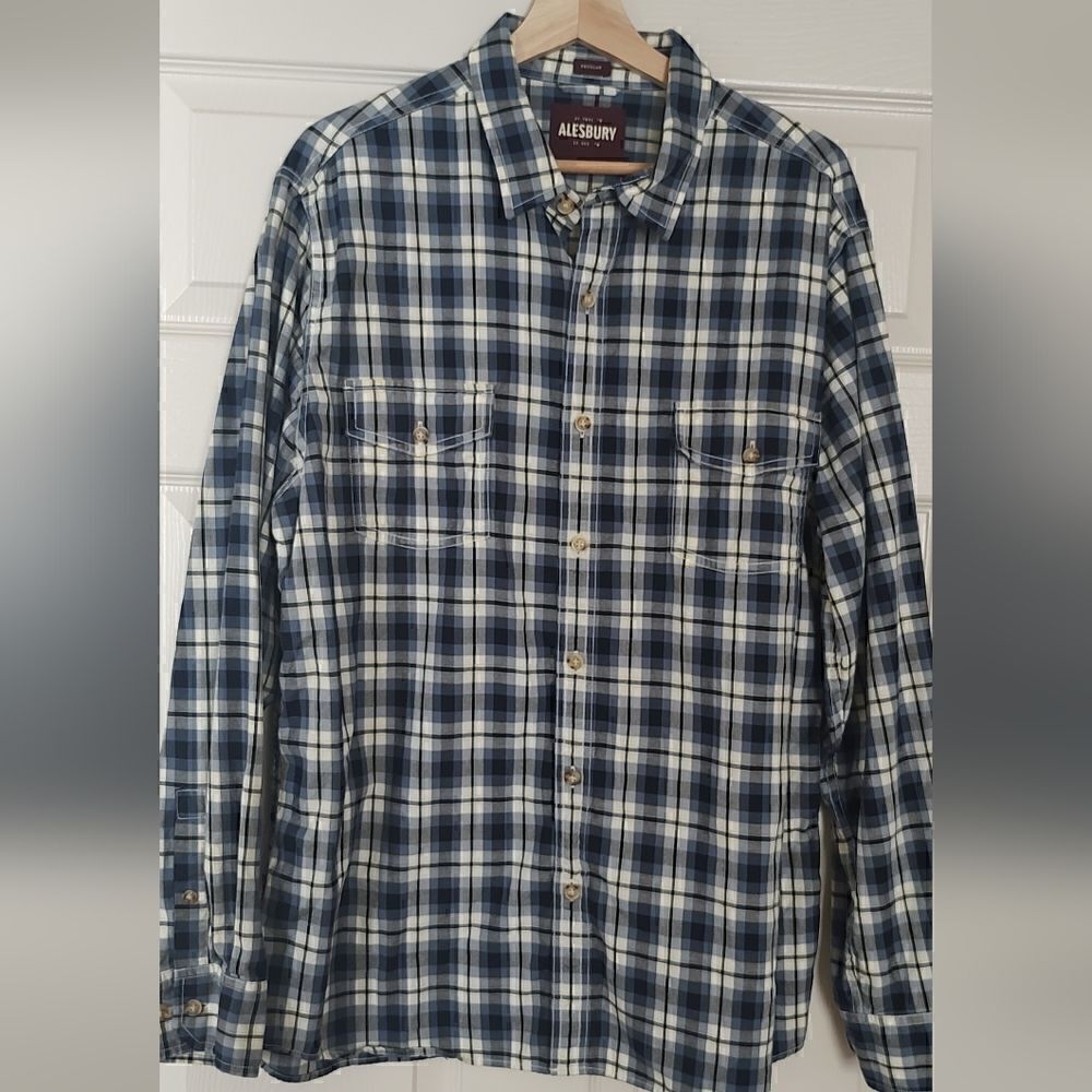 ALESBURY Mens Long Sleeve Dress Shirt Size XL
